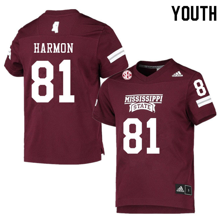 Youth #81 Antonio Harmon Mississippi State Bulldogs College Football Jerseys Sale-Maroon